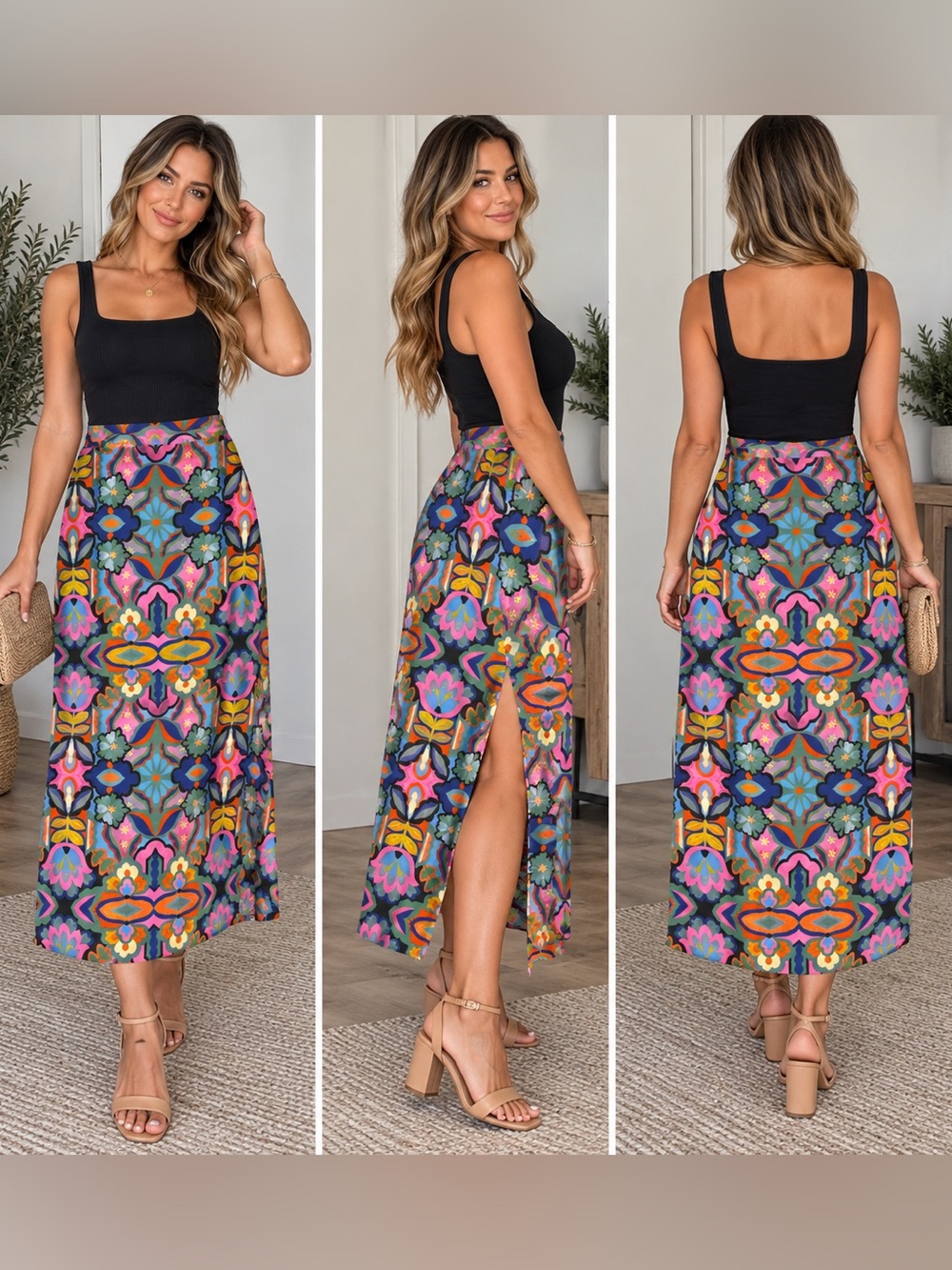 Marine Layer Multicolor Floral Maxi Skirt